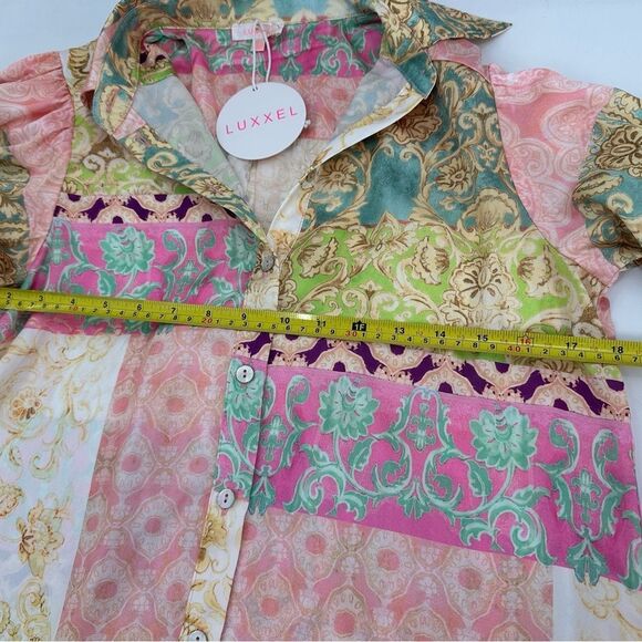 2pc Luxxel Uptown Chic Satin Short Set Button Down Floral - Picture 11 of 14